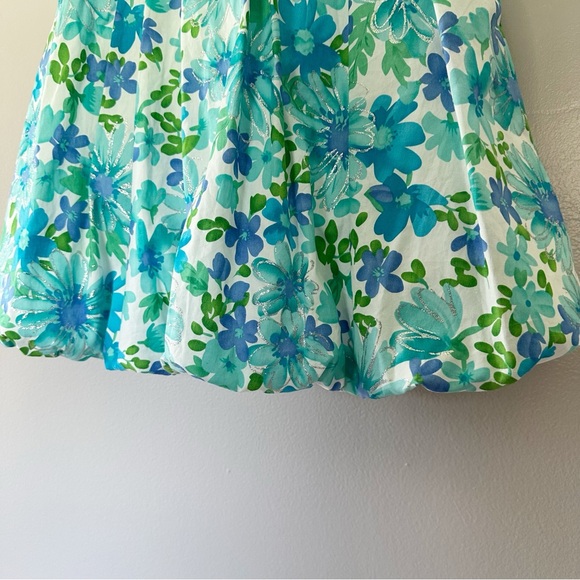 NWT Bonnie Jean Turquoise Floral Ballon Hem Dress Sz 16 - Picture 11 of 15
